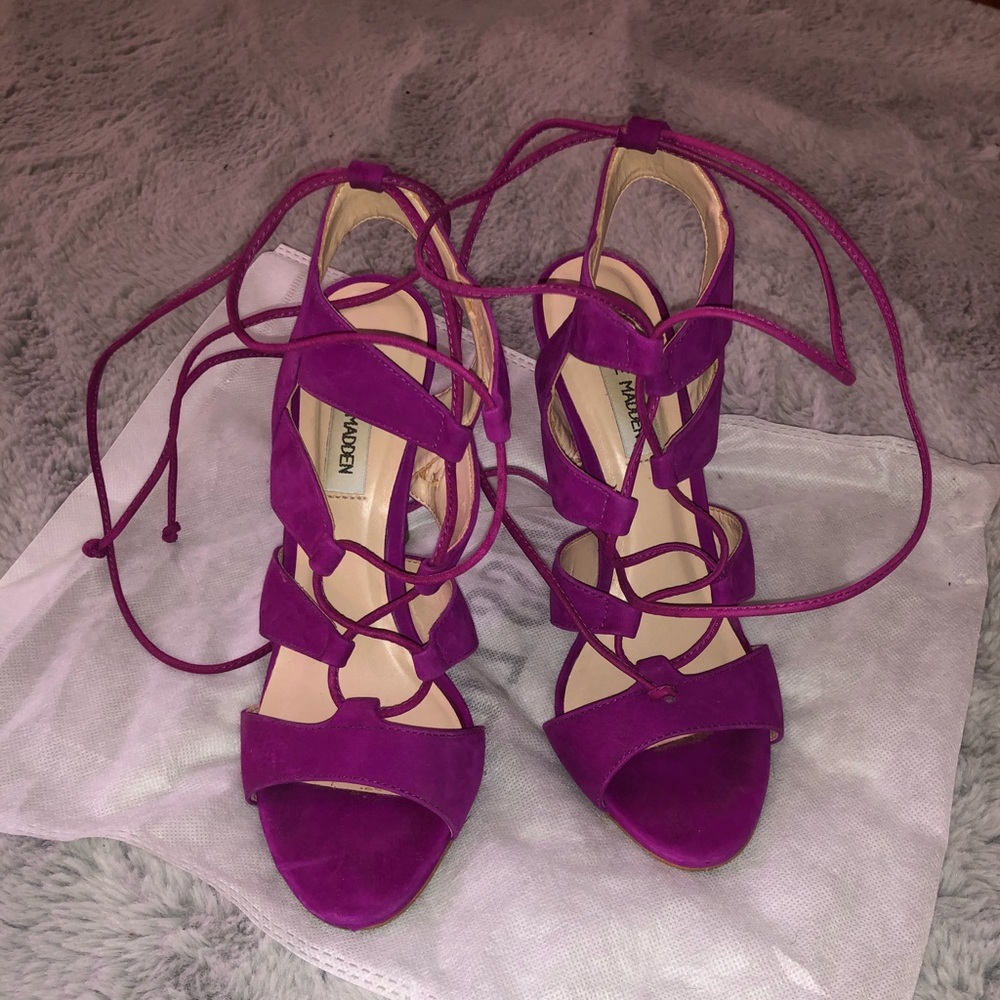 Purple high heel sandals